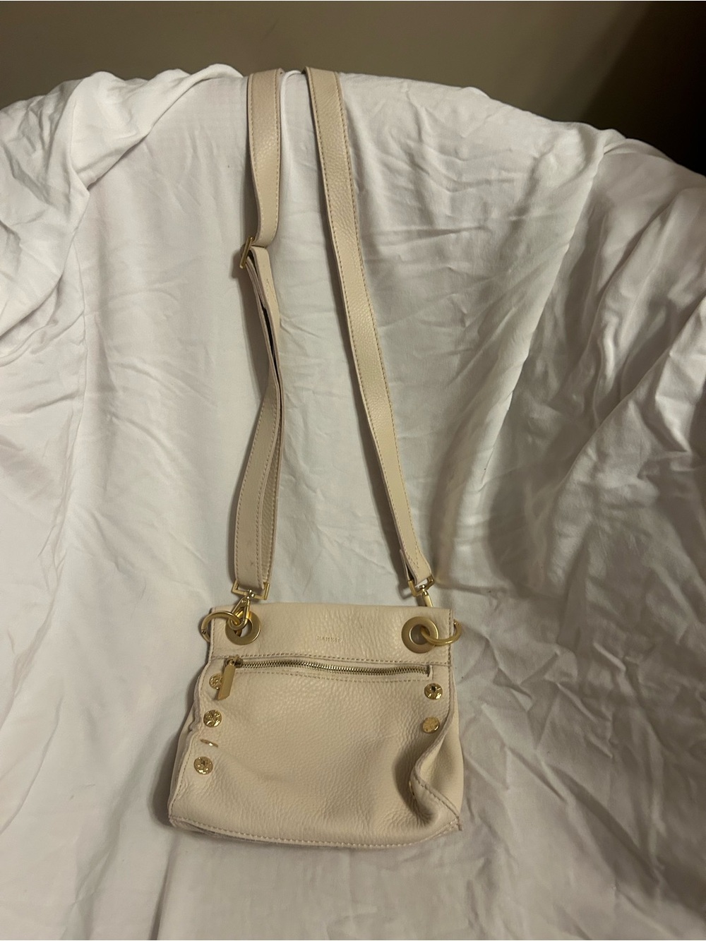 Hammitt Cream Leather Crossbody Bag with Gold Hardware